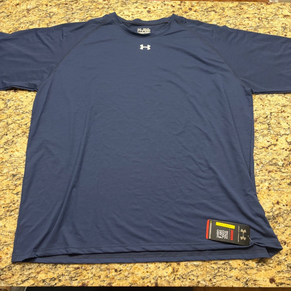 Under Armour Mens 3XL HeatGear Loose Fit T-Shirt Navy Blue UA Team Short ws